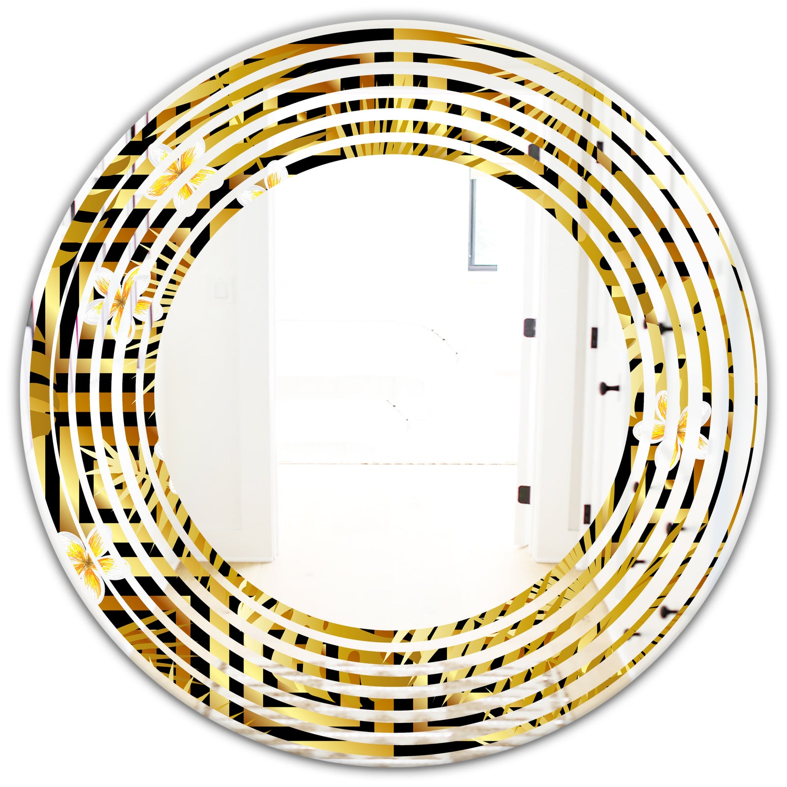 Modern gold luxury pattern - Modern Round or Oval Wall Mirror - Wave