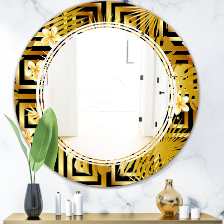 Modern gold luxury pattern - Modern Round or Oval Wall Mirror - Triple C
