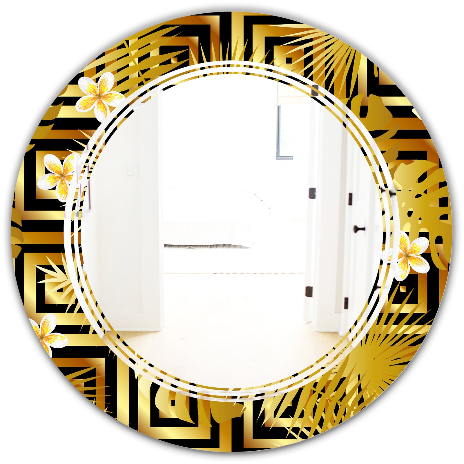 Modern gold luxury pattern - Modern Round or Oval Wall Mirror - Triple C