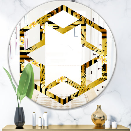Modern gold luxury pattern - Modern Round or Oval Wall Mirror - Hexagon Star