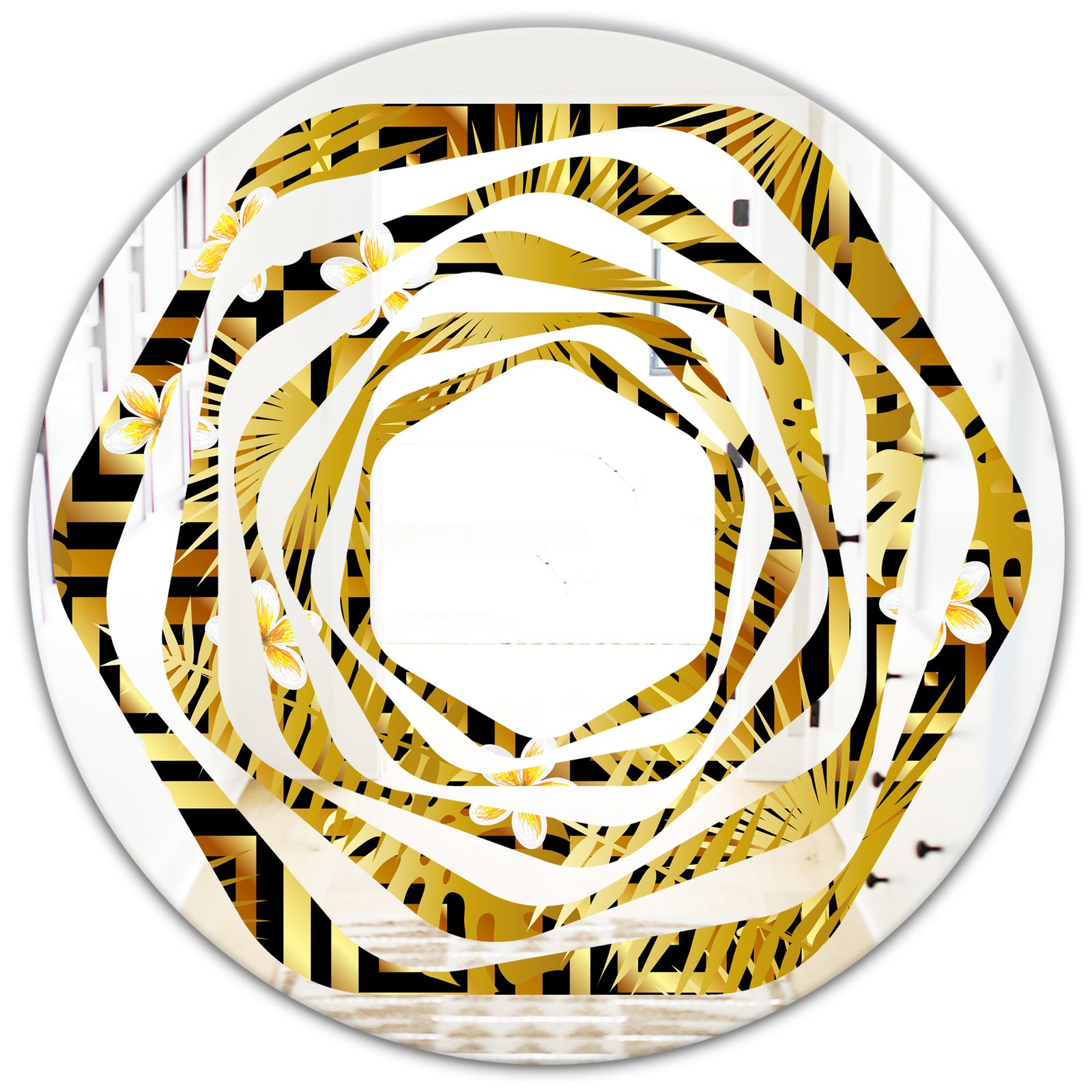 Modern gold luxury pattern - Modern Round or Oval Wall Mirror - Whirl