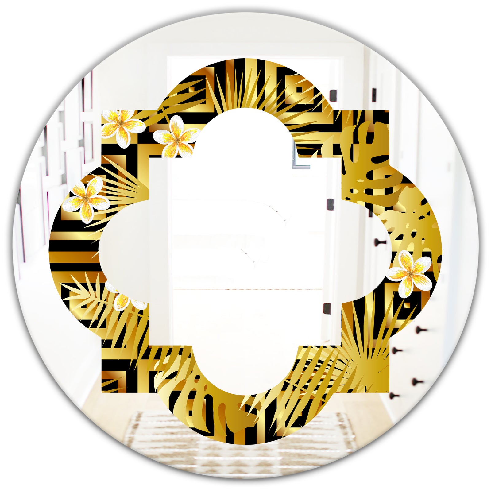 Modern gold luxury pattern - Modern Round or Oval Wall Mirror - Quatrefoil