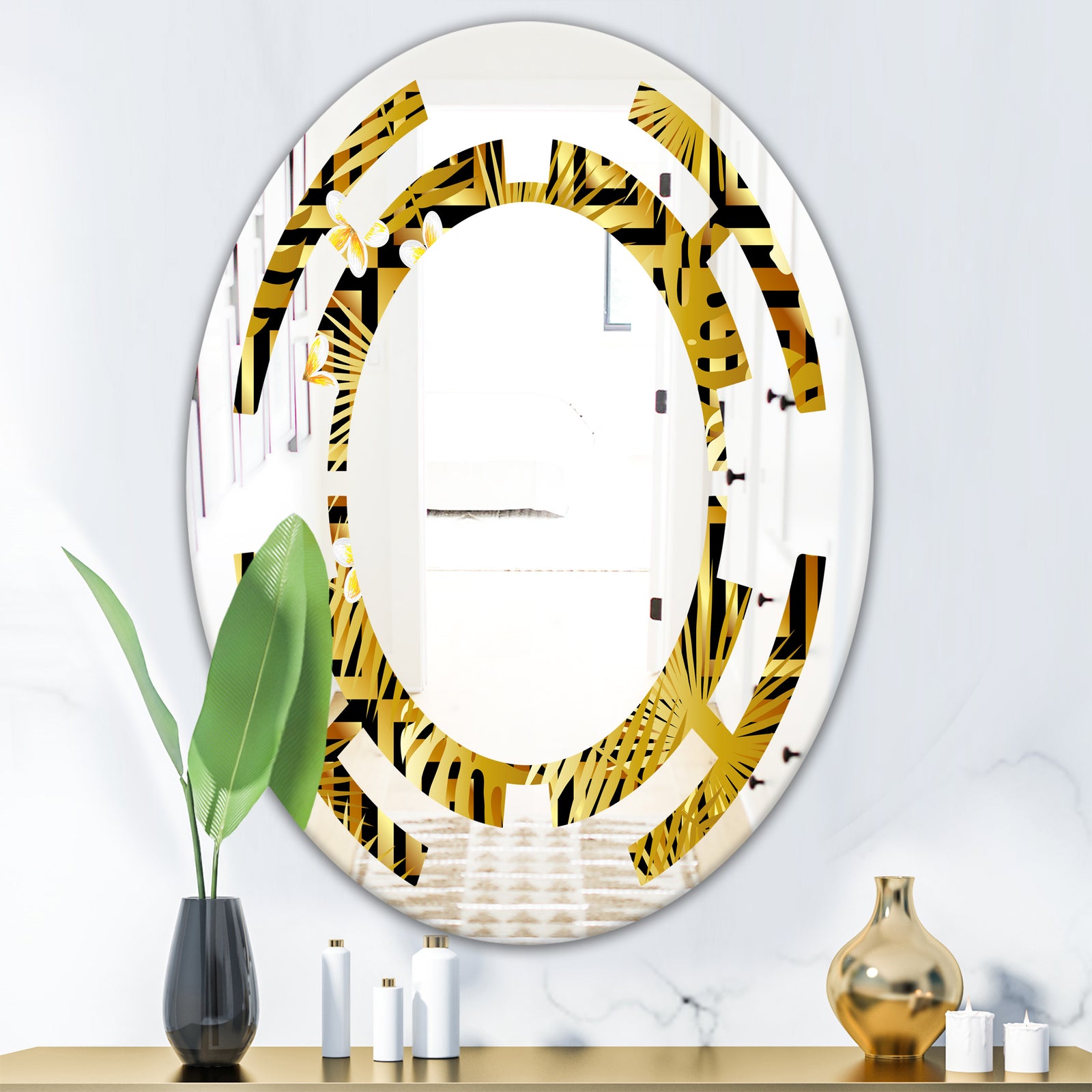 Modern gold luxury pattern - Modern Round or Oval Wall Mirror - Space