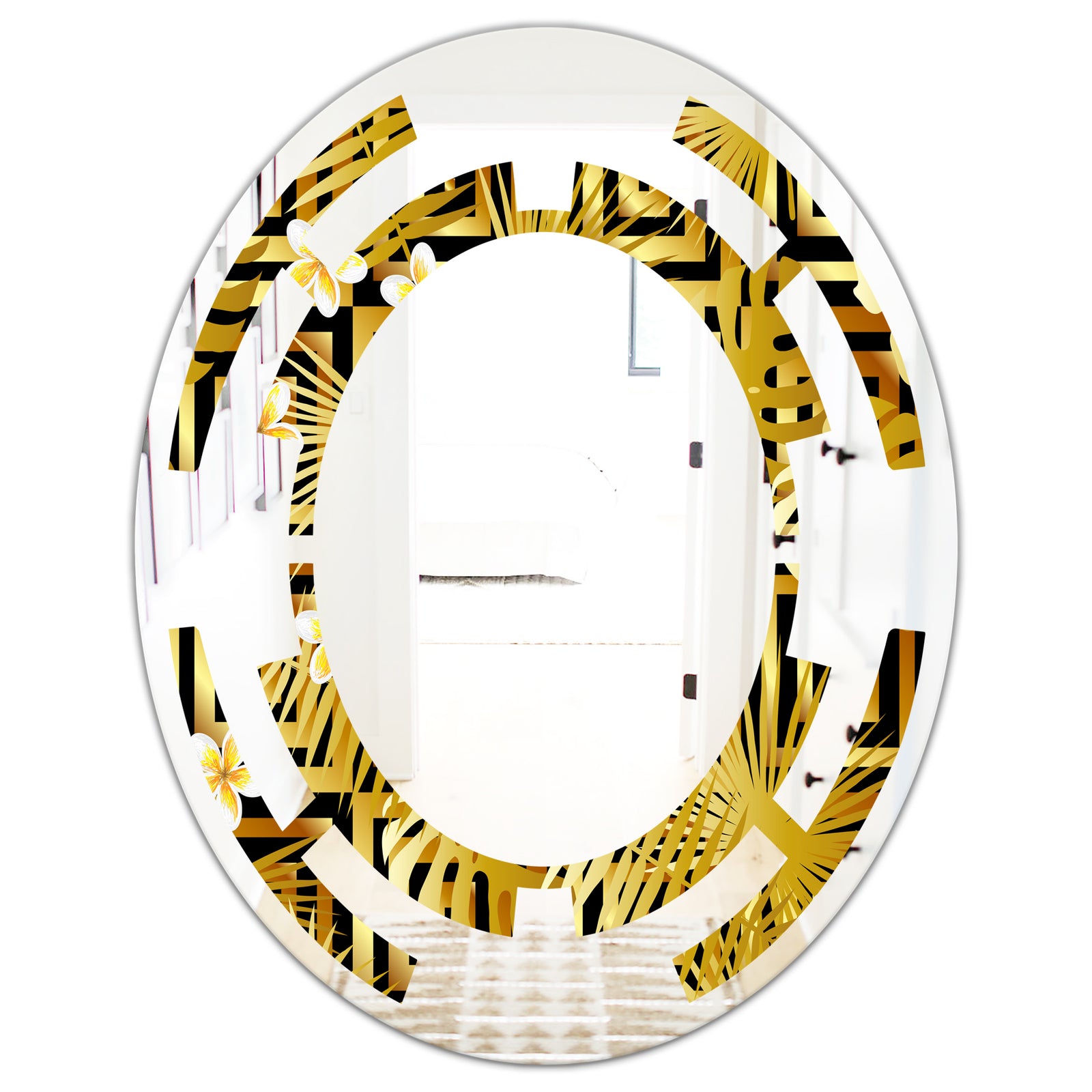Modern gold luxury pattern - Modern Round or Oval Wall Mirror - Space