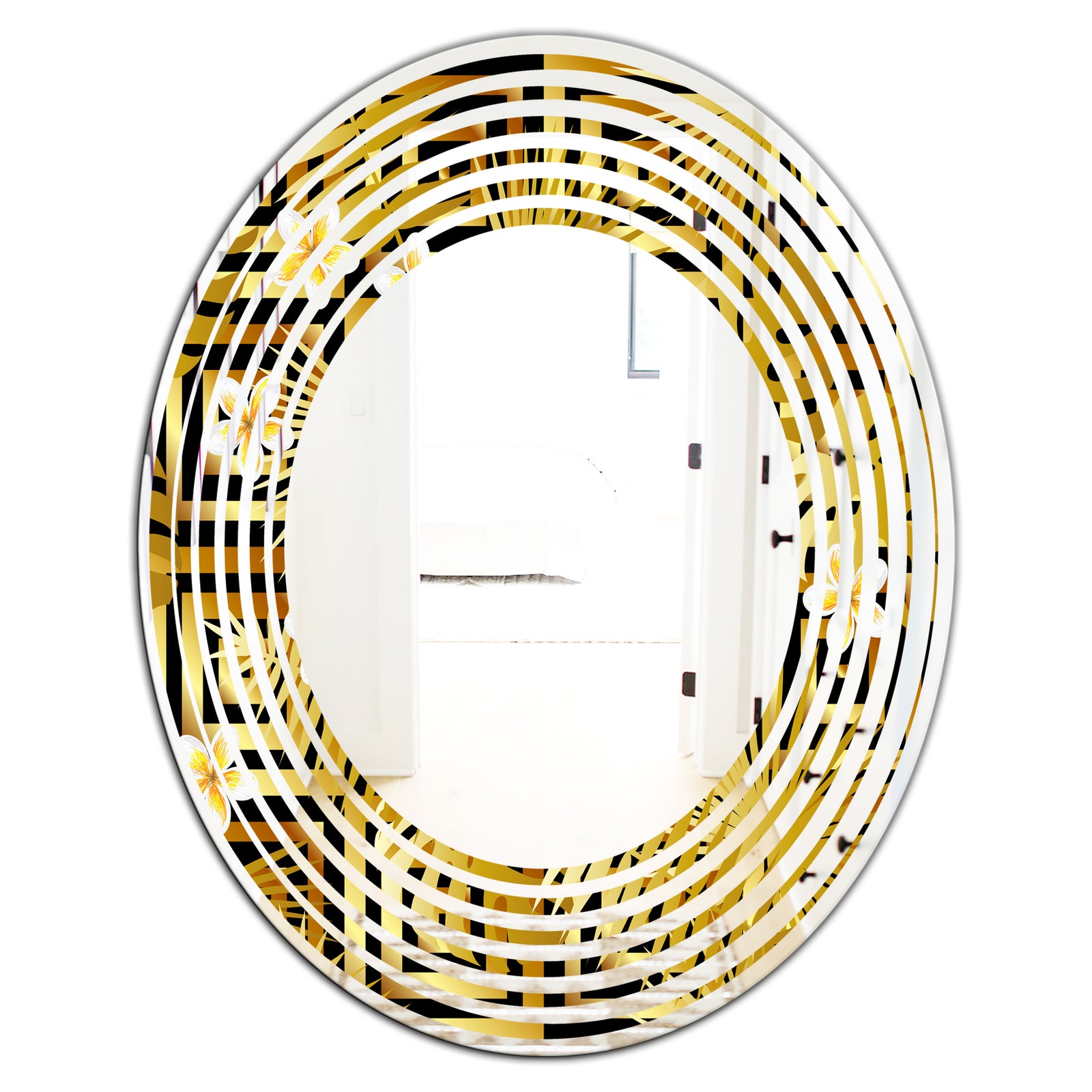 Modern gold luxury pattern - Modern Round or Oval Wall Mirror - Wave