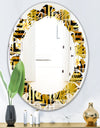 Modern gold luxury pattern - Modern Round or Oval Wall Mirror - Leaves