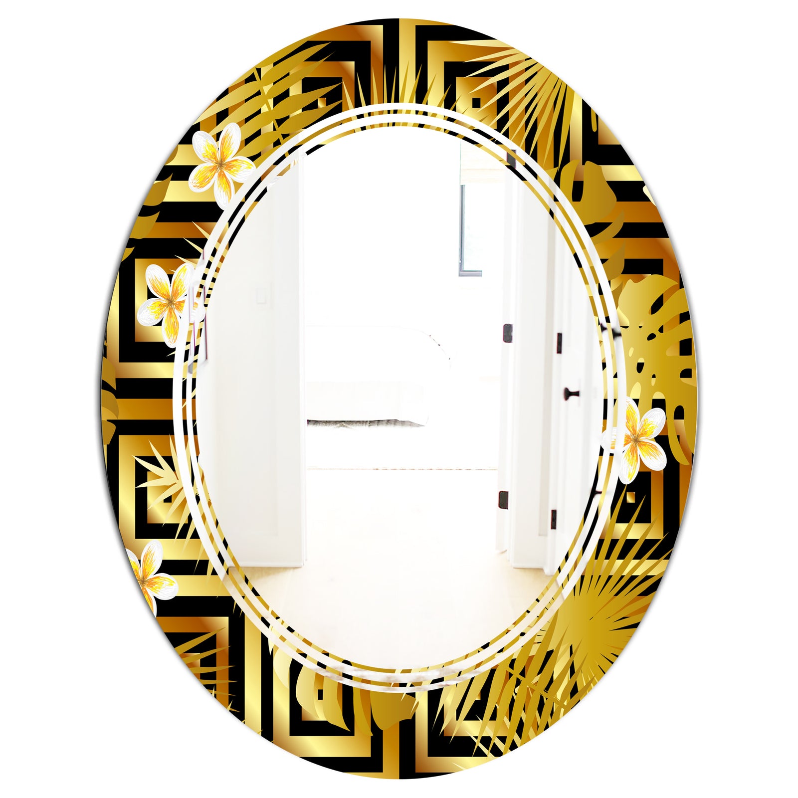 Modern gold luxury pattern - Modern Round or Oval Wall Mirror - Triple C