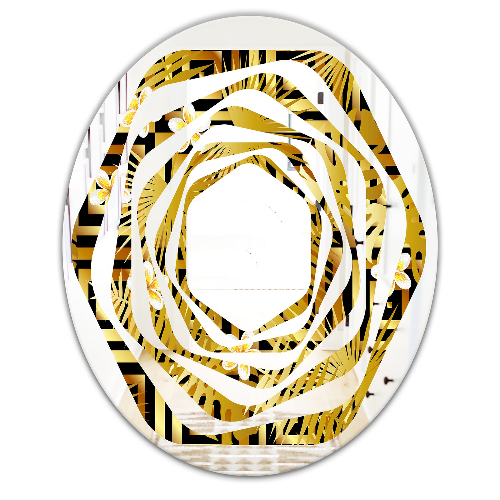 Modern gold luxury pattern - Modern Round or Oval Wall Mirror - Whirl