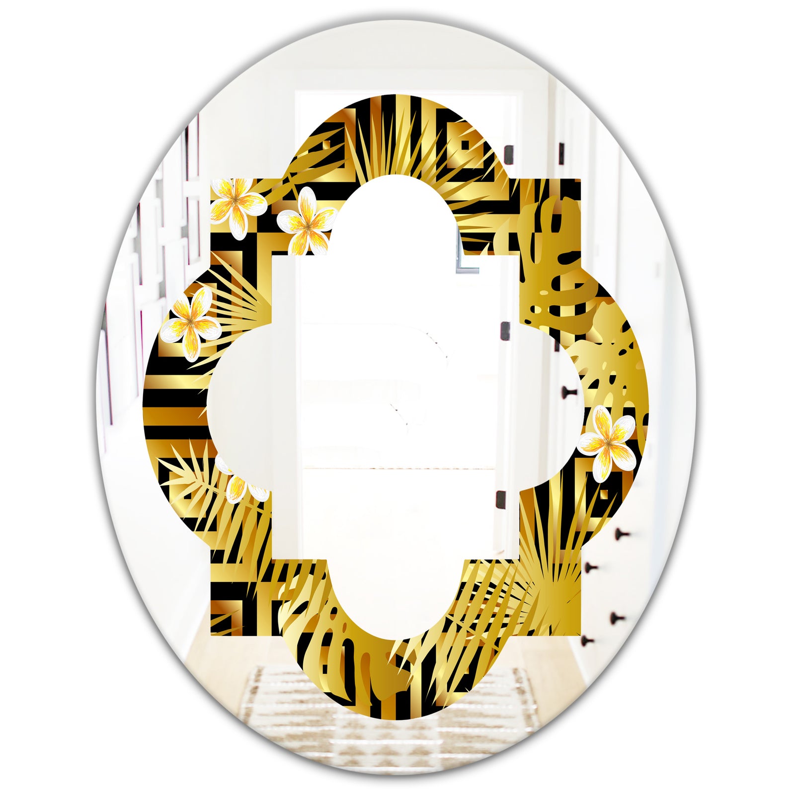 Modern gold luxury pattern - Modern Round or Oval Wall Mirror - Quatrefoil