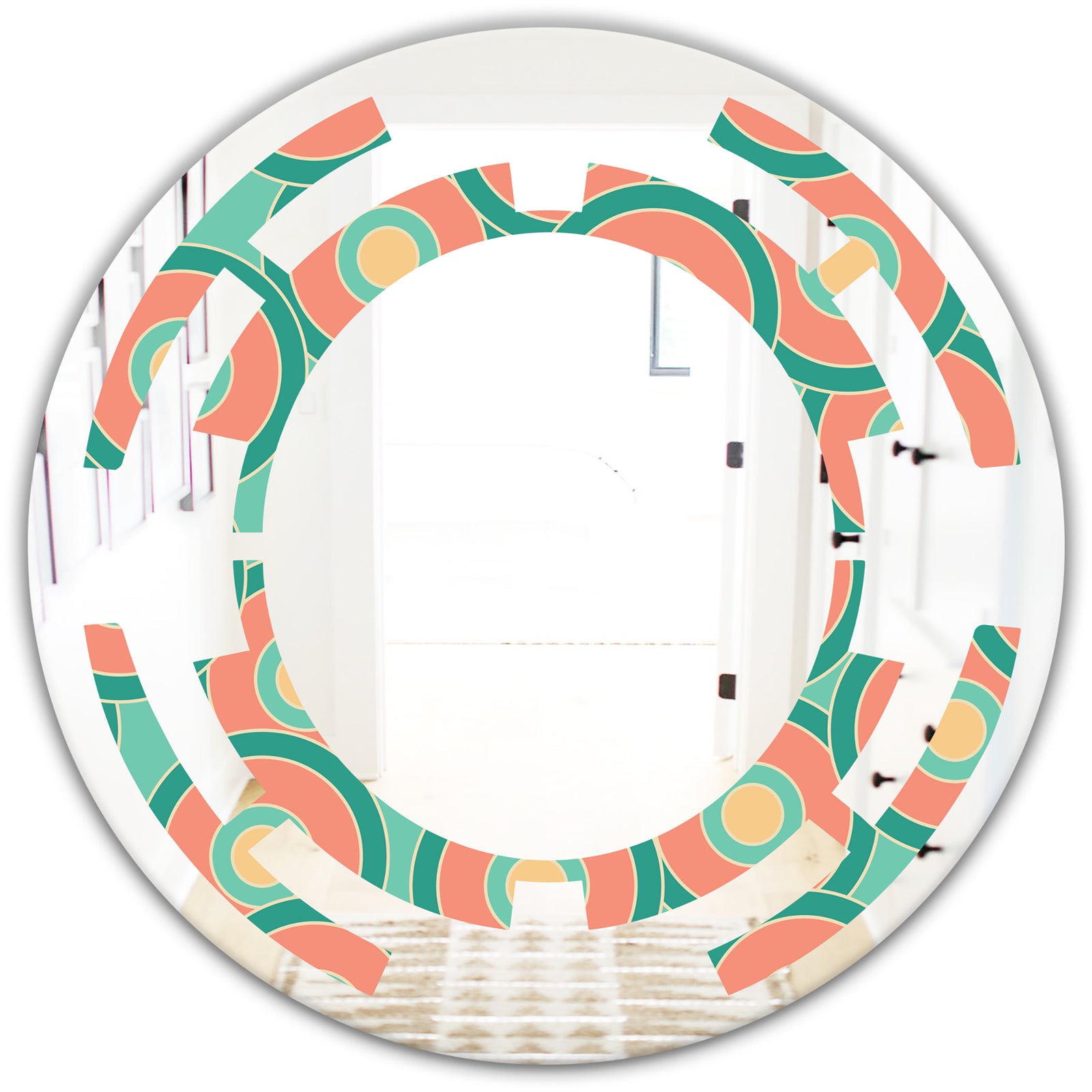Retro Circular Pattern VI - Modern Round or Oval Wall Mirror - Space