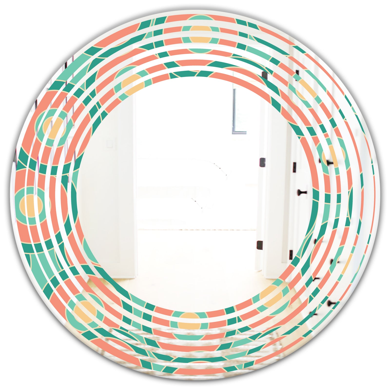 Retro Circular Pattern VI - Modern Round or Oval Wall Mirror - Wave