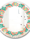 Retro Circular Pattern VI - Modern Round or Oval Wall Mirror - Leaves