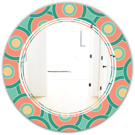 Retro Circular Pattern VI - Modern Round or Oval Wall Mirror - Triple C