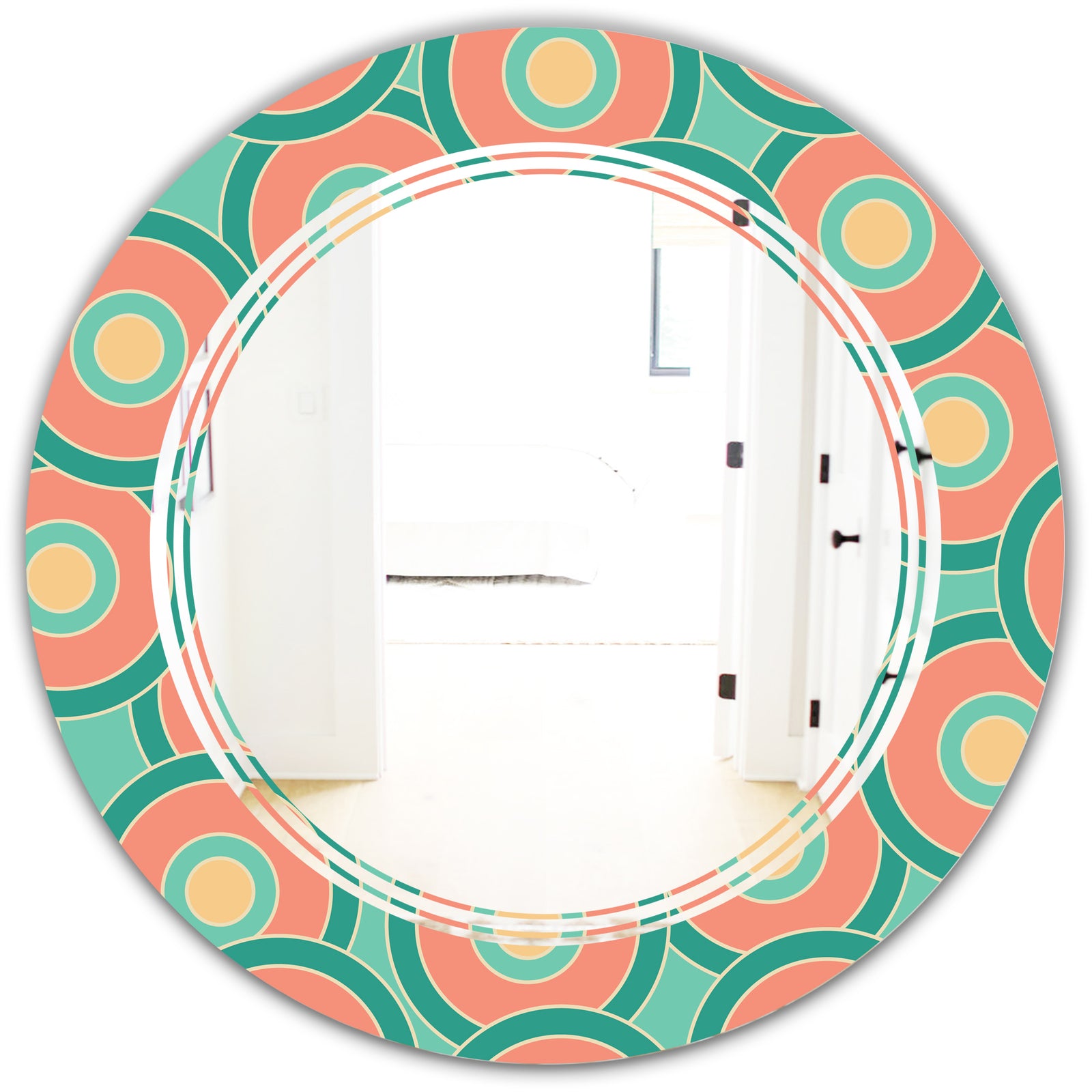 Retro Circular Pattern VI - Modern Round or Oval Wall Mirror - Triple C