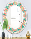 Retro Circular Pattern VI - Modern Round or Oval Wall Mirror - Leaves