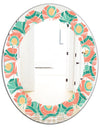 Retro Circular Pattern VI - Modern Round or Oval Wall Mirror - Leaves
