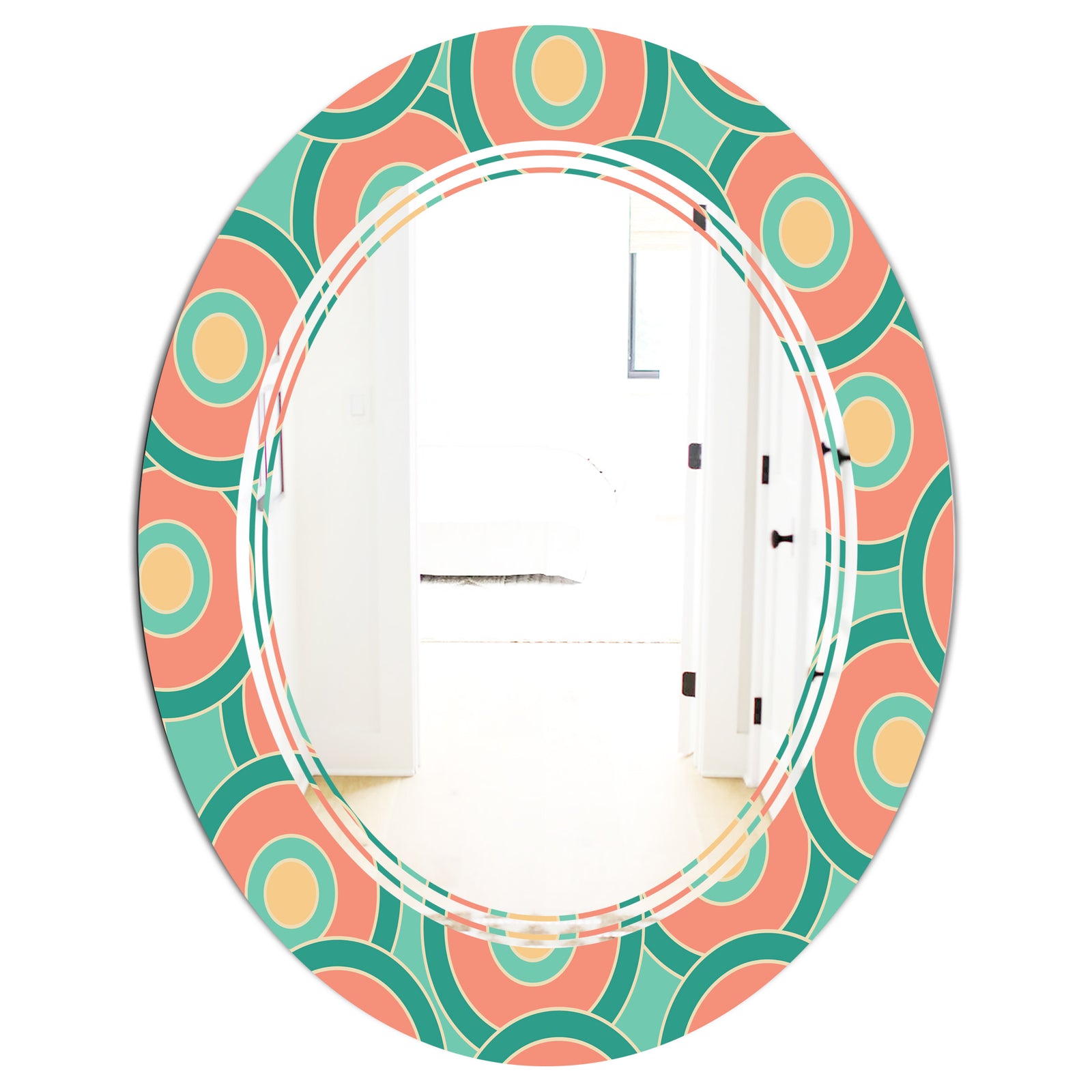 Retro Circular Pattern VI - Modern Round or Oval Wall Mirror - Triple C