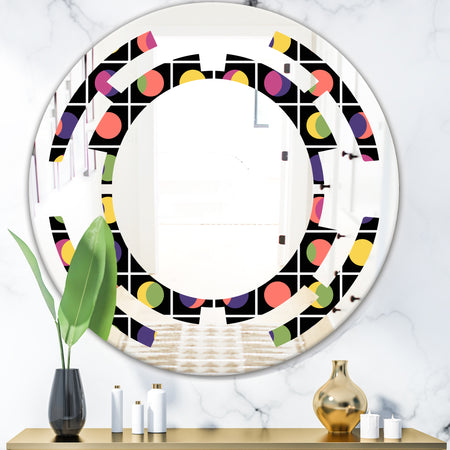Retro Circular Moons - Modern Round or Oval Wall Mirror - Space