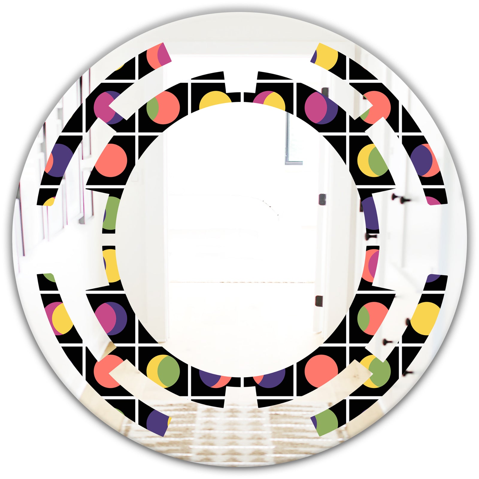 Retro Circular Moons - Modern Round or Oval Wall Mirror - Space