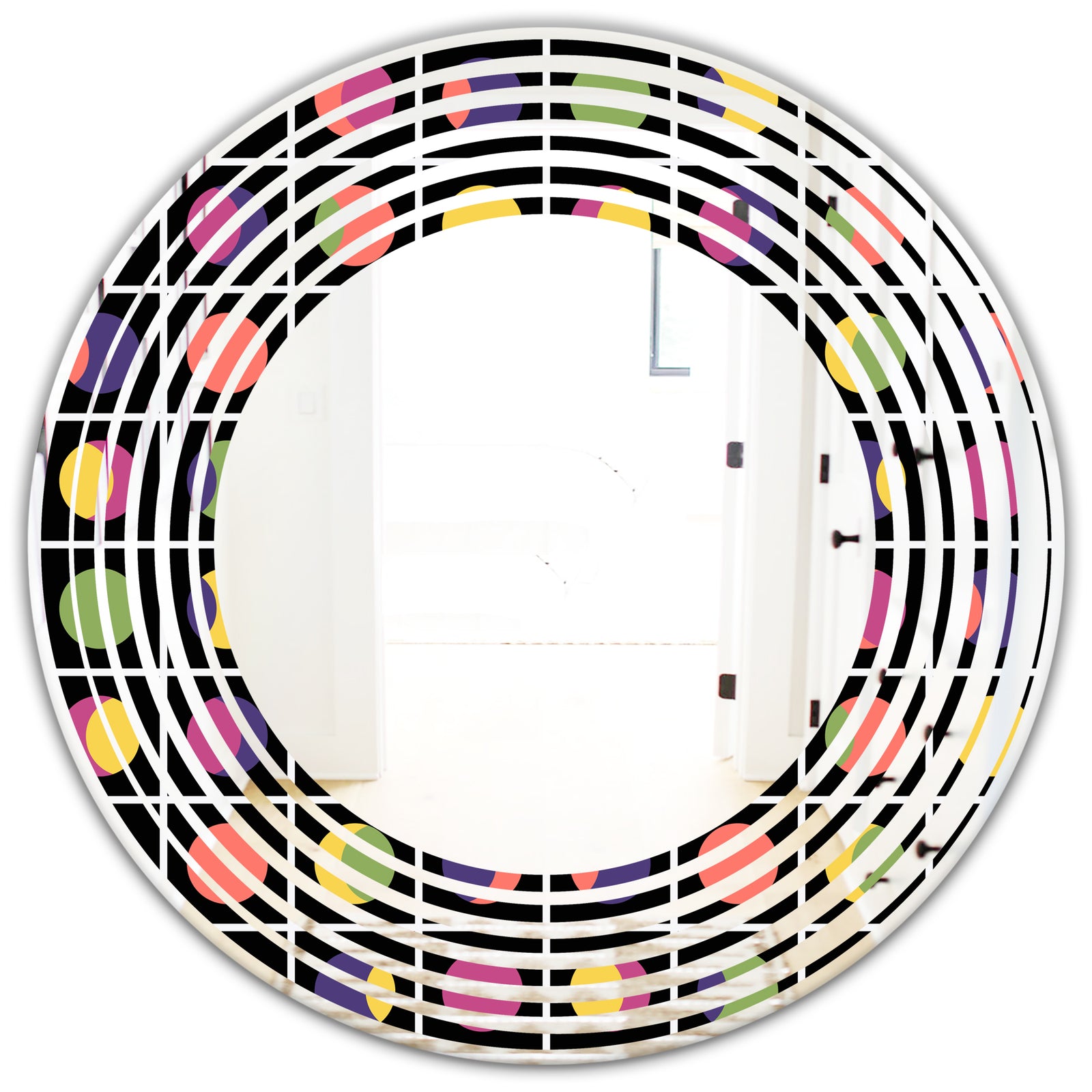 Retro Circular Moons - Modern Round or Oval Wall Mirror - Wave