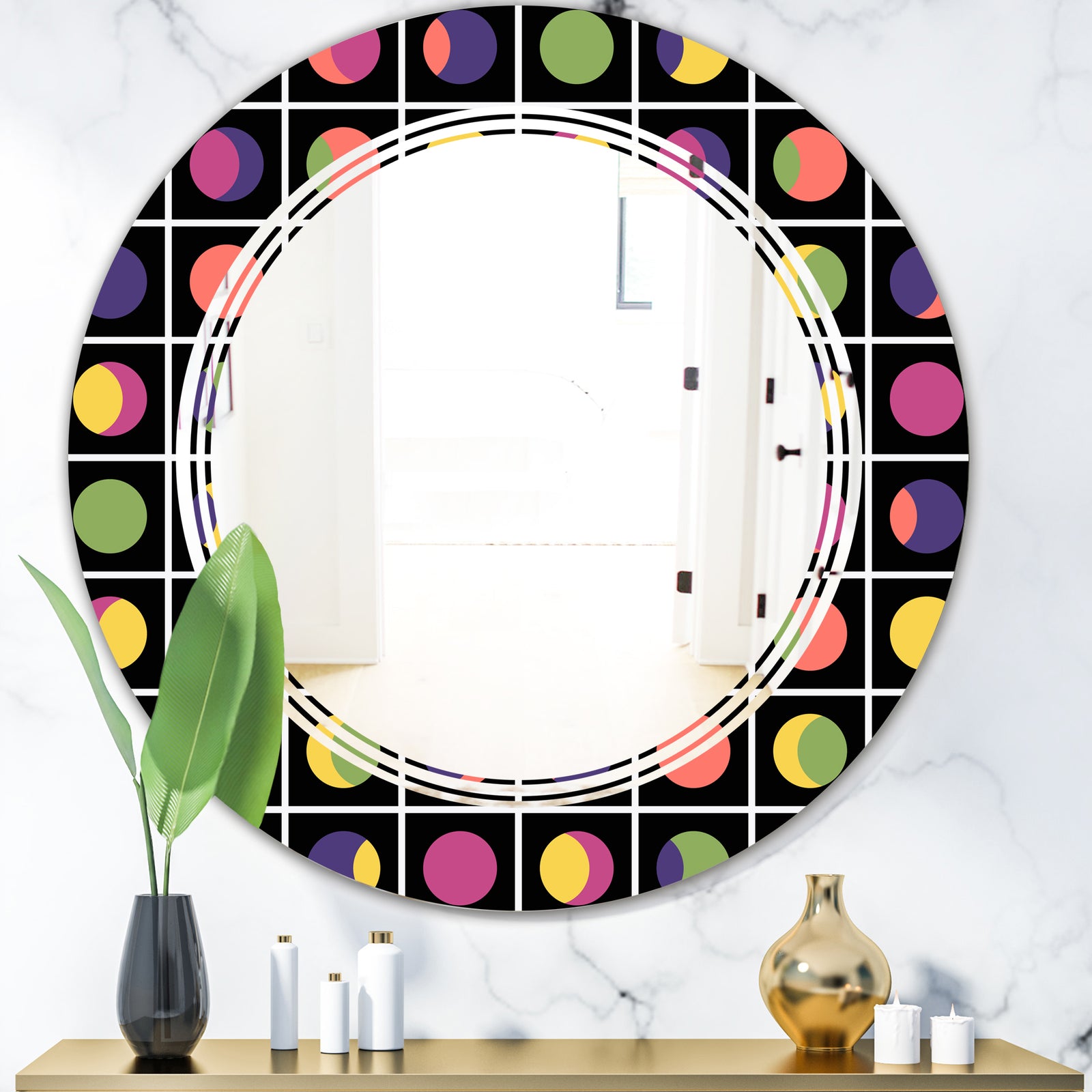 Retro Circular Moons - Modern Round or Oval Wall Mirror - Triple C