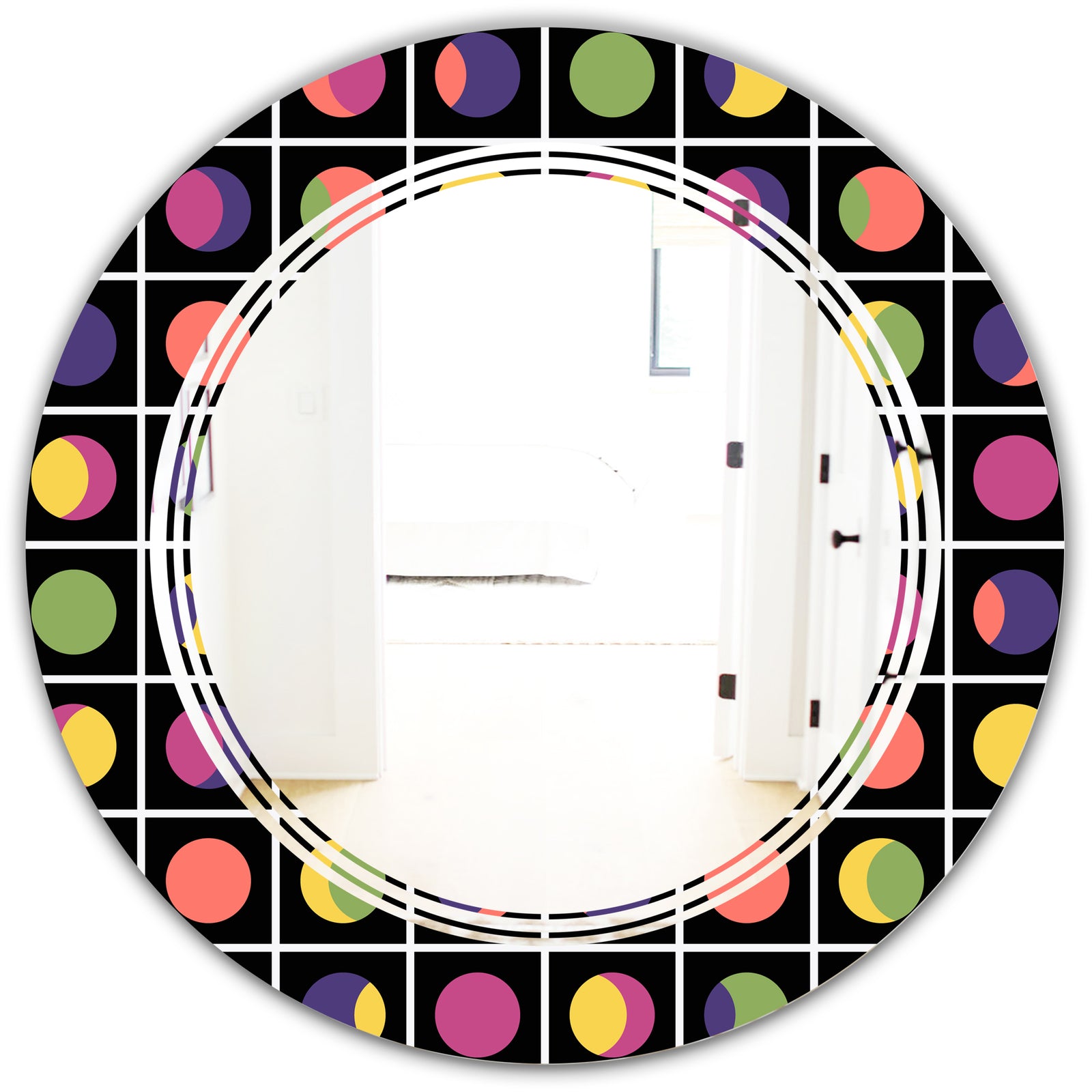 Retro Circular Moons - Modern Round or Oval Wall Mirror - Triple C