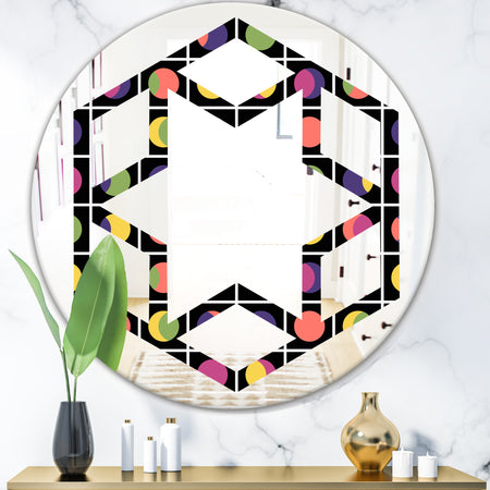 Retro Circular Moons - Modern Round or Oval Wall Mirror - Hexagon Star