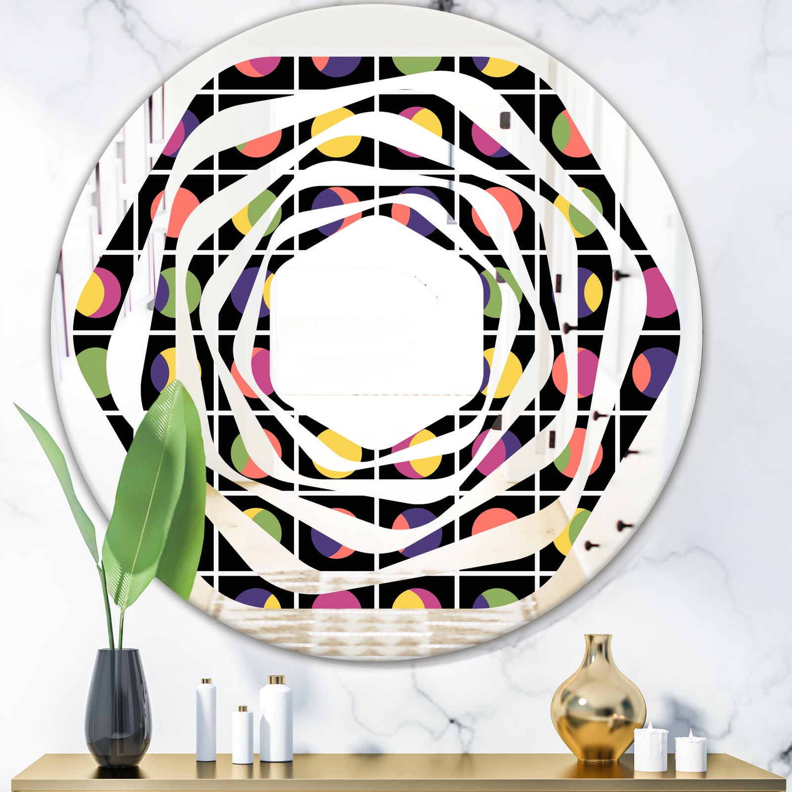 Retro Circular Moons - Modern Round or Oval Wall Mirror - Whirl