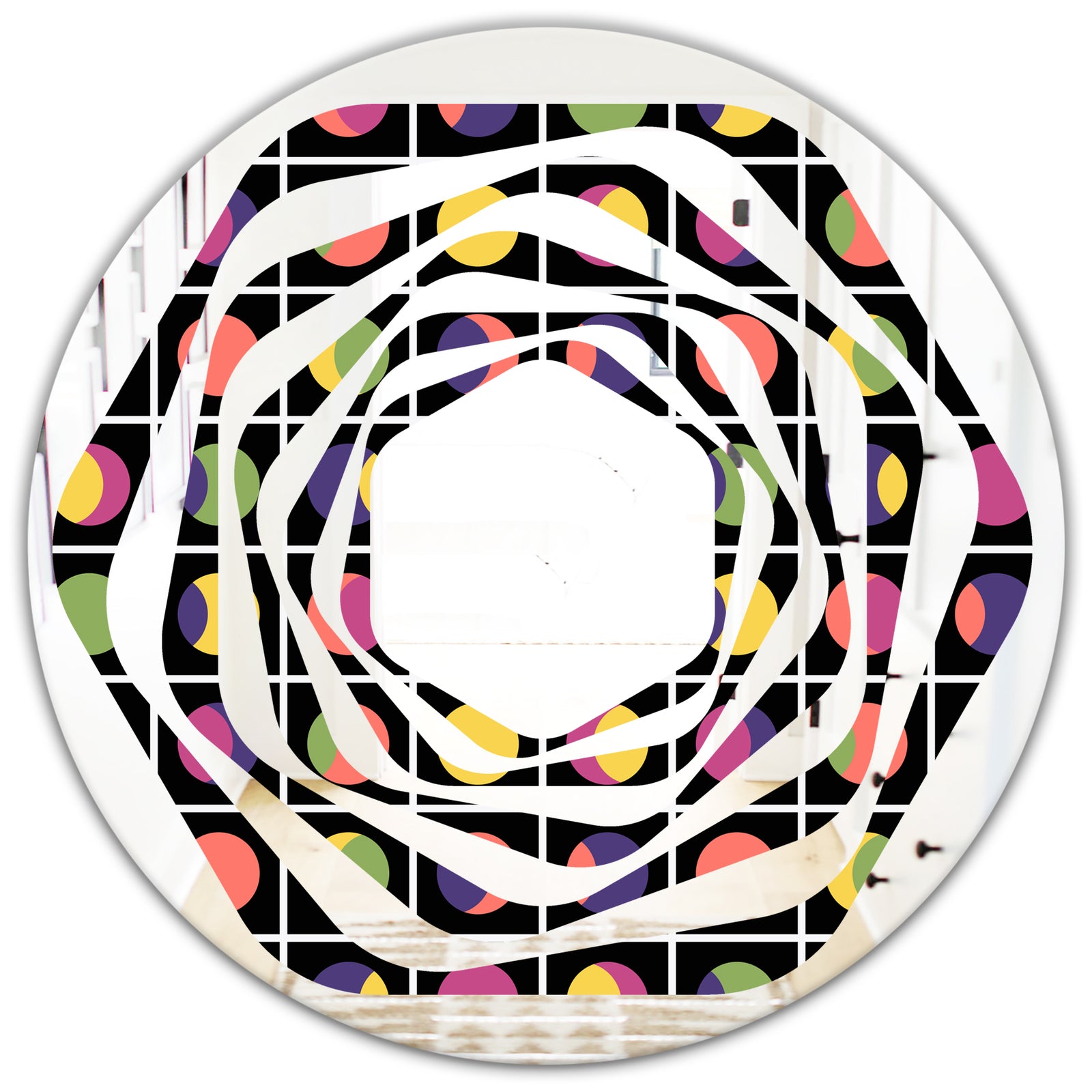 Retro Circular Moons - Modern Round or Oval Wall Mirror - Whirl
