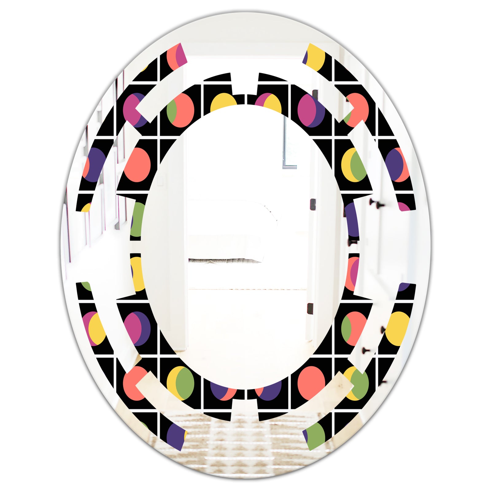 Retro Circular Moons - Modern Round or Oval Wall Mirror - Space