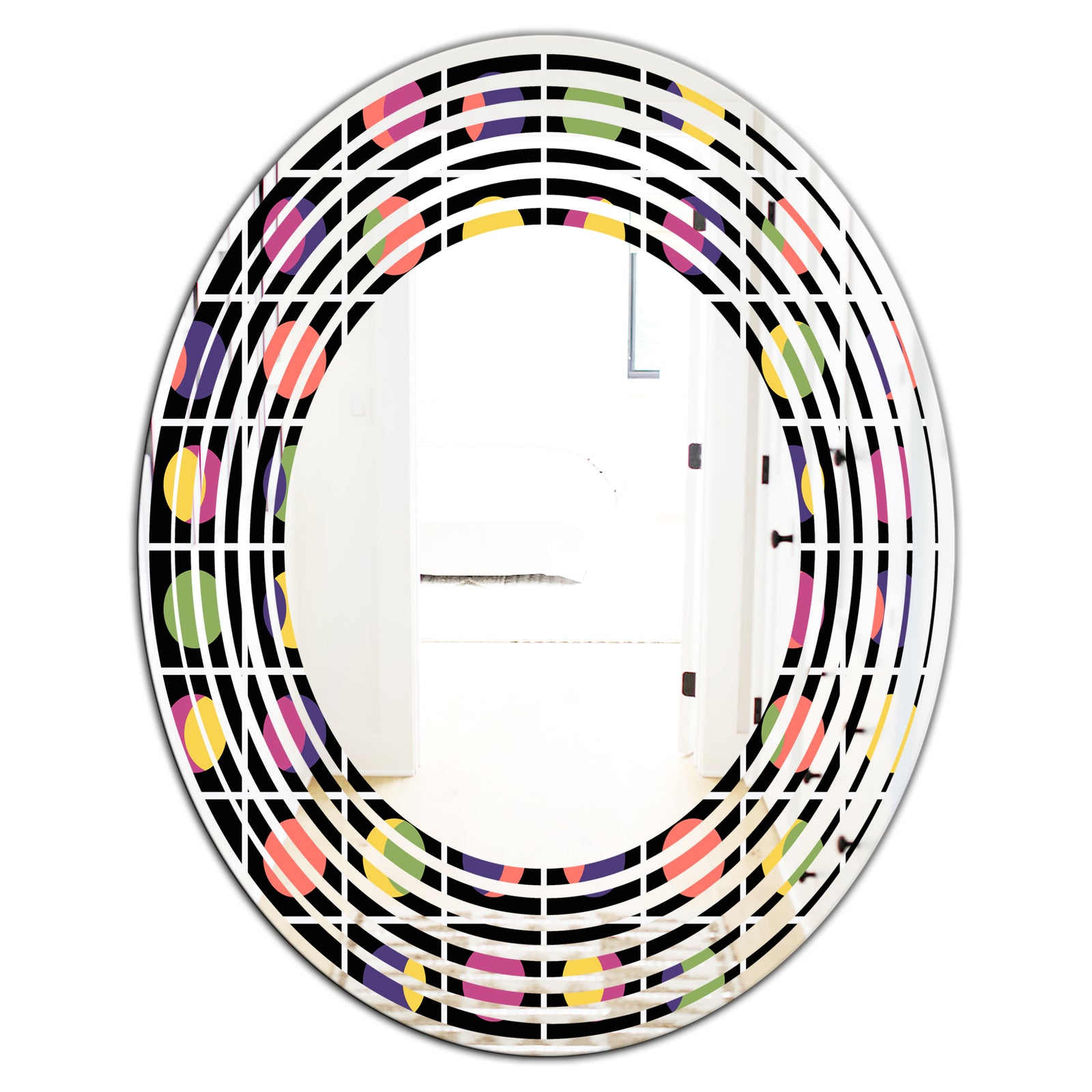 Retro Circular Moons - Modern Round or Oval Wall Mirror - Wave