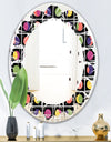 Retro Circular Moons - Modern Round or Oval Wall Mirror - Leaves