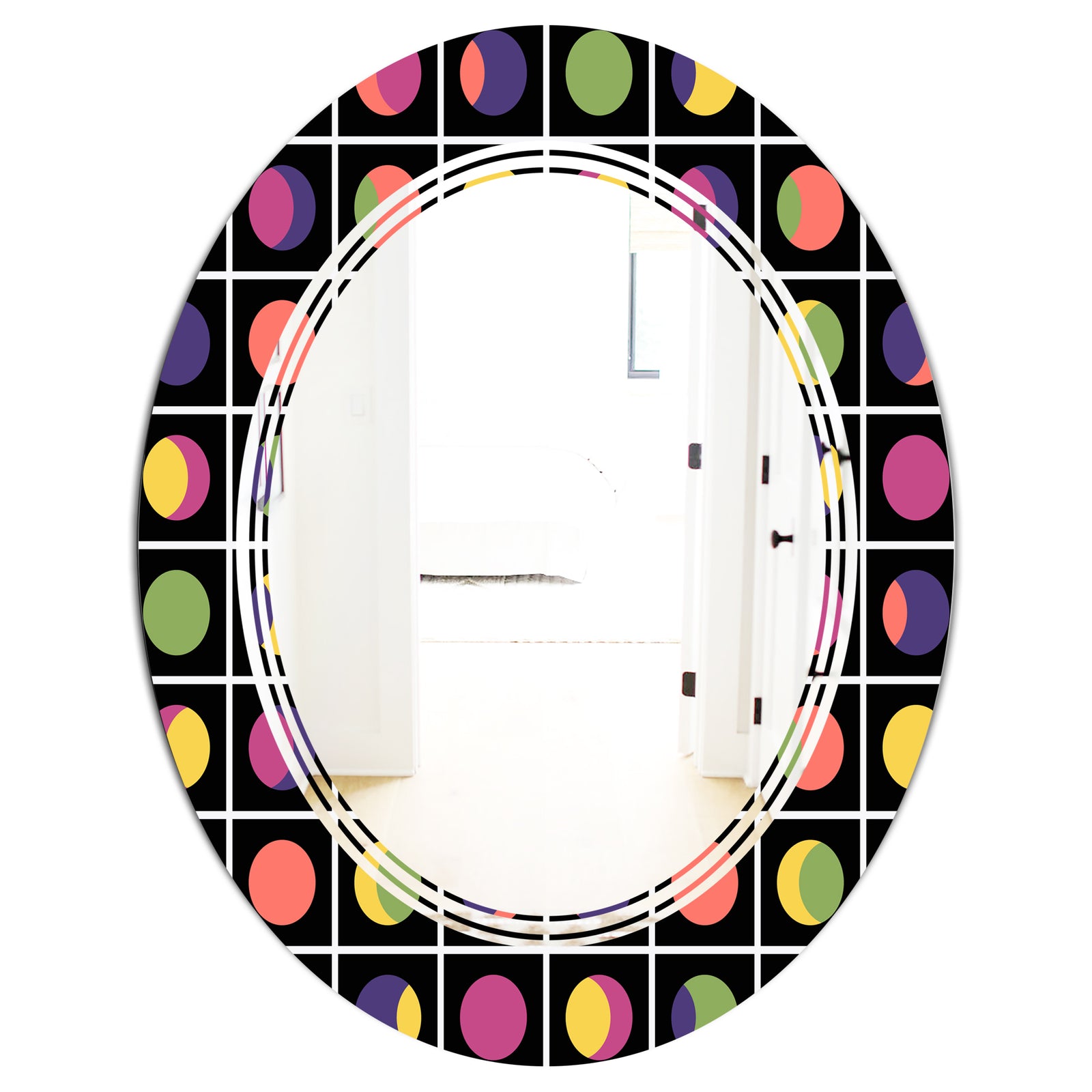 Retro Circular Moons - Modern Round or Oval Wall Mirror - Triple C