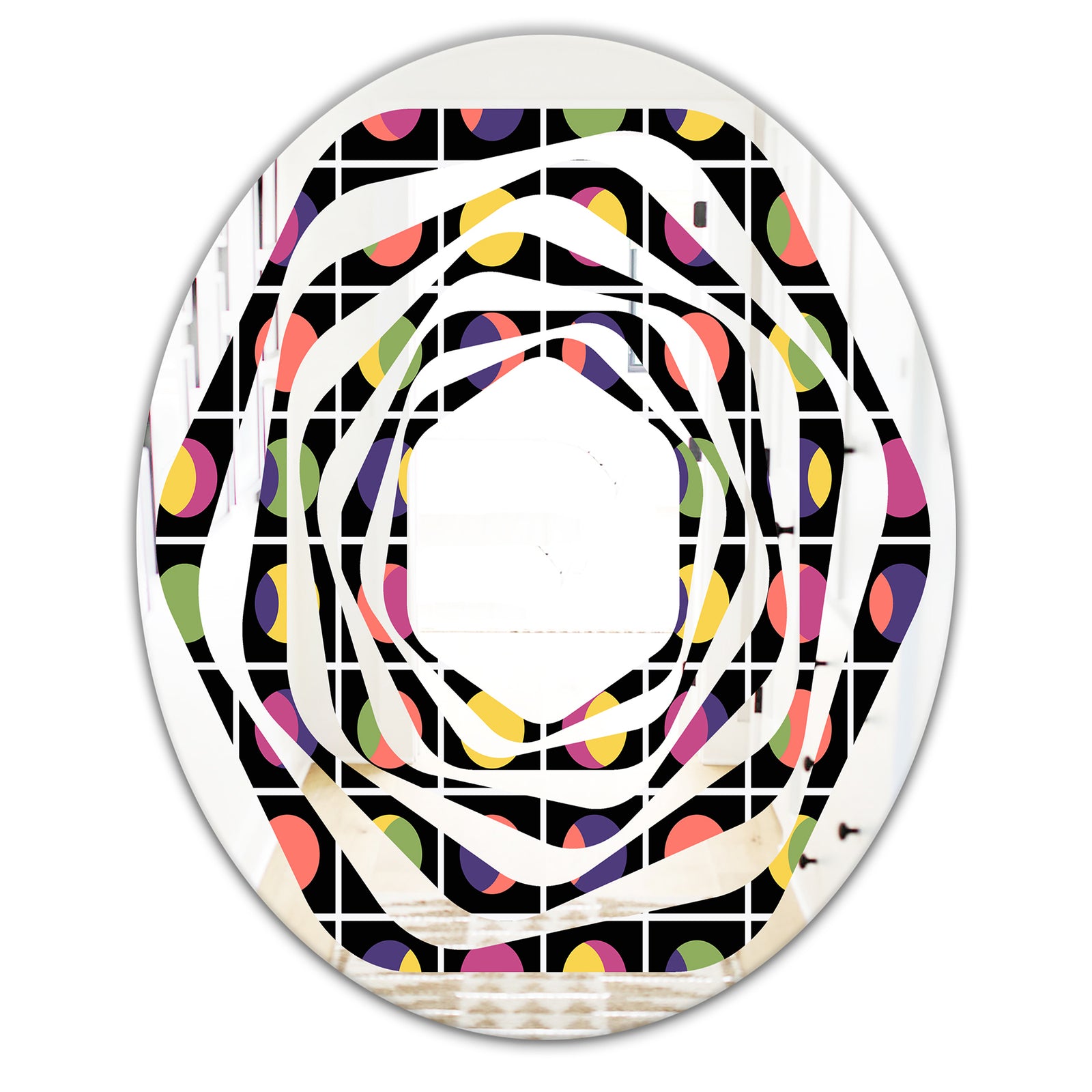 Retro Circular Moons - Modern Round or Oval Wall Mirror - Whirl