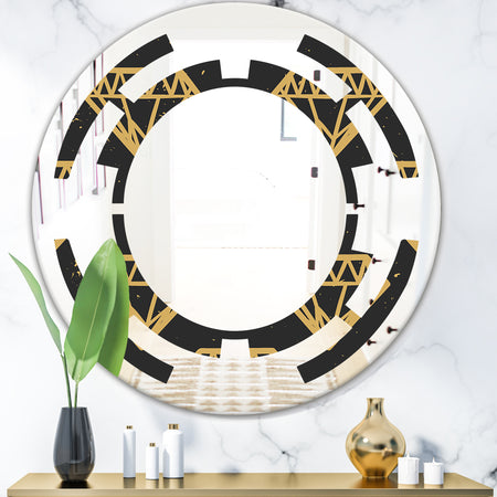 Vintage Golden Diamonds - Modern Round or Oval Wall Mirror - Space