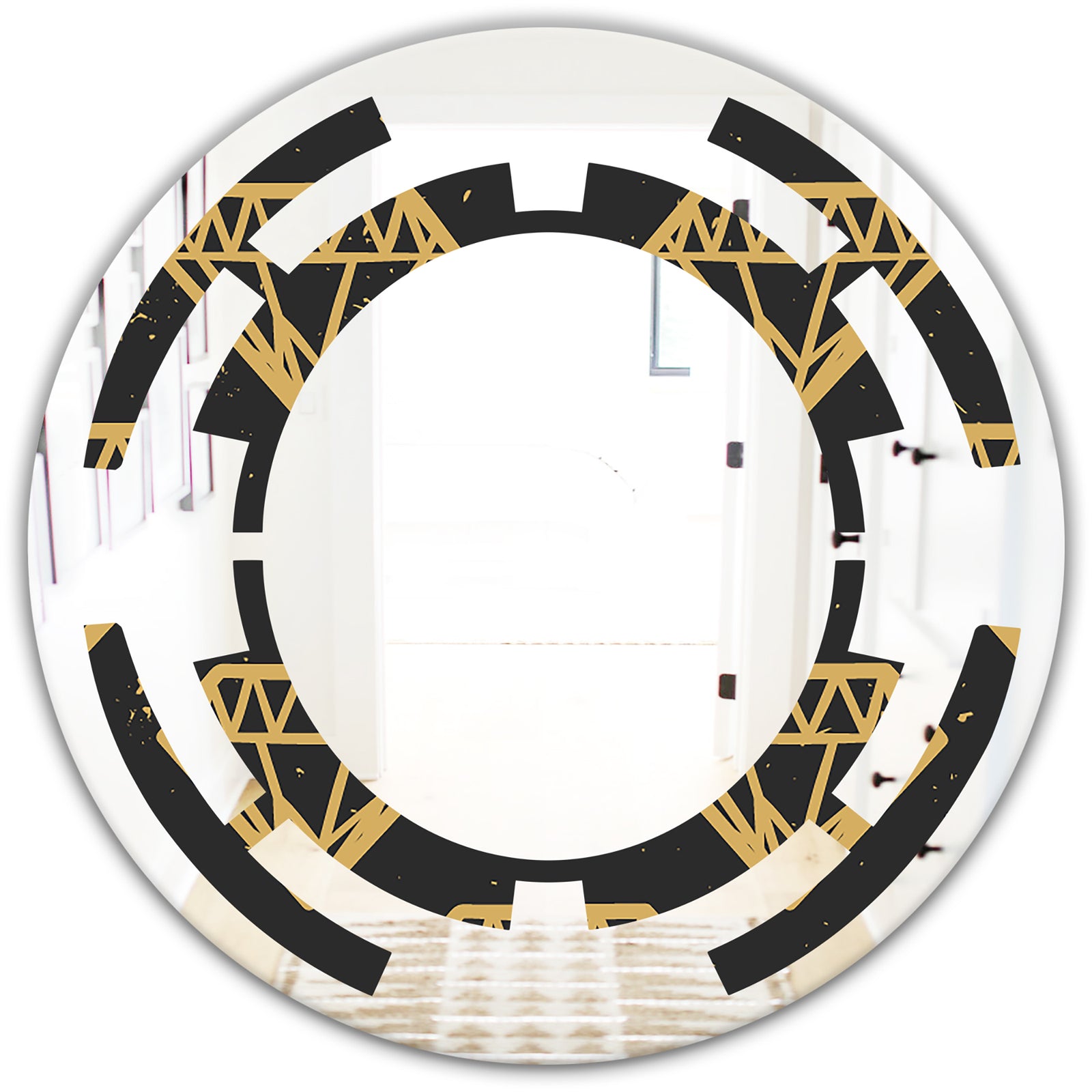 Vintage Golden Diamonds - Modern Round or Oval Wall Mirror - Space