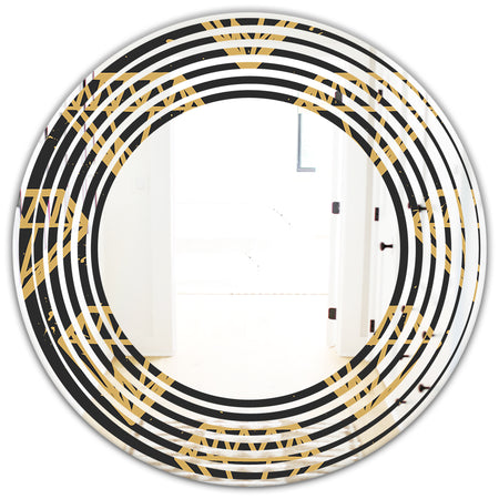 Vintage Golden Diamonds - Modern Round or Oval Wall Mirror - Wave