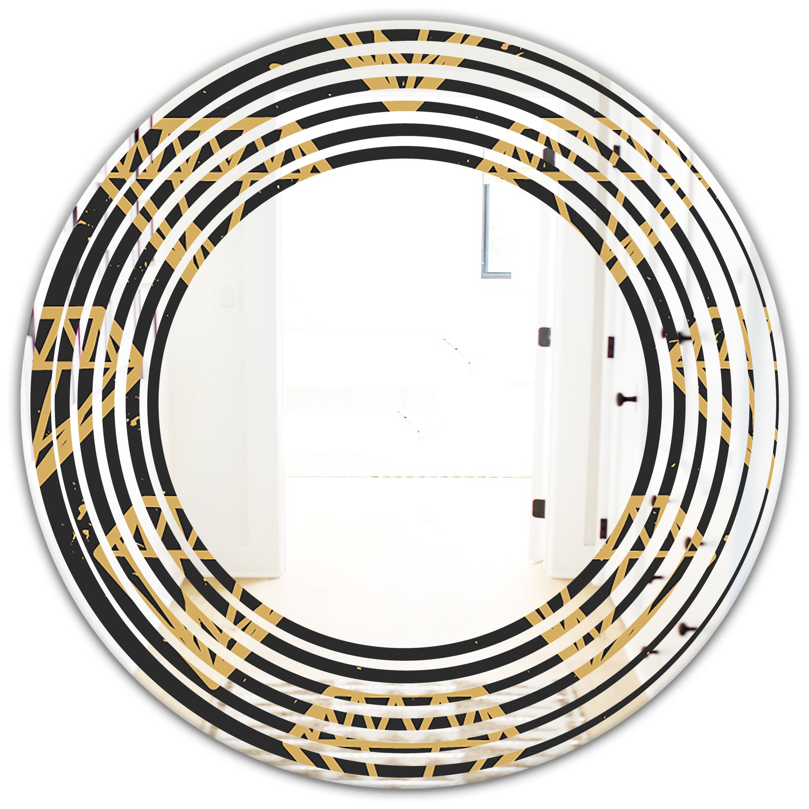 Vintage Golden Diamonds - Modern Round or Oval Wall Mirror - Wave