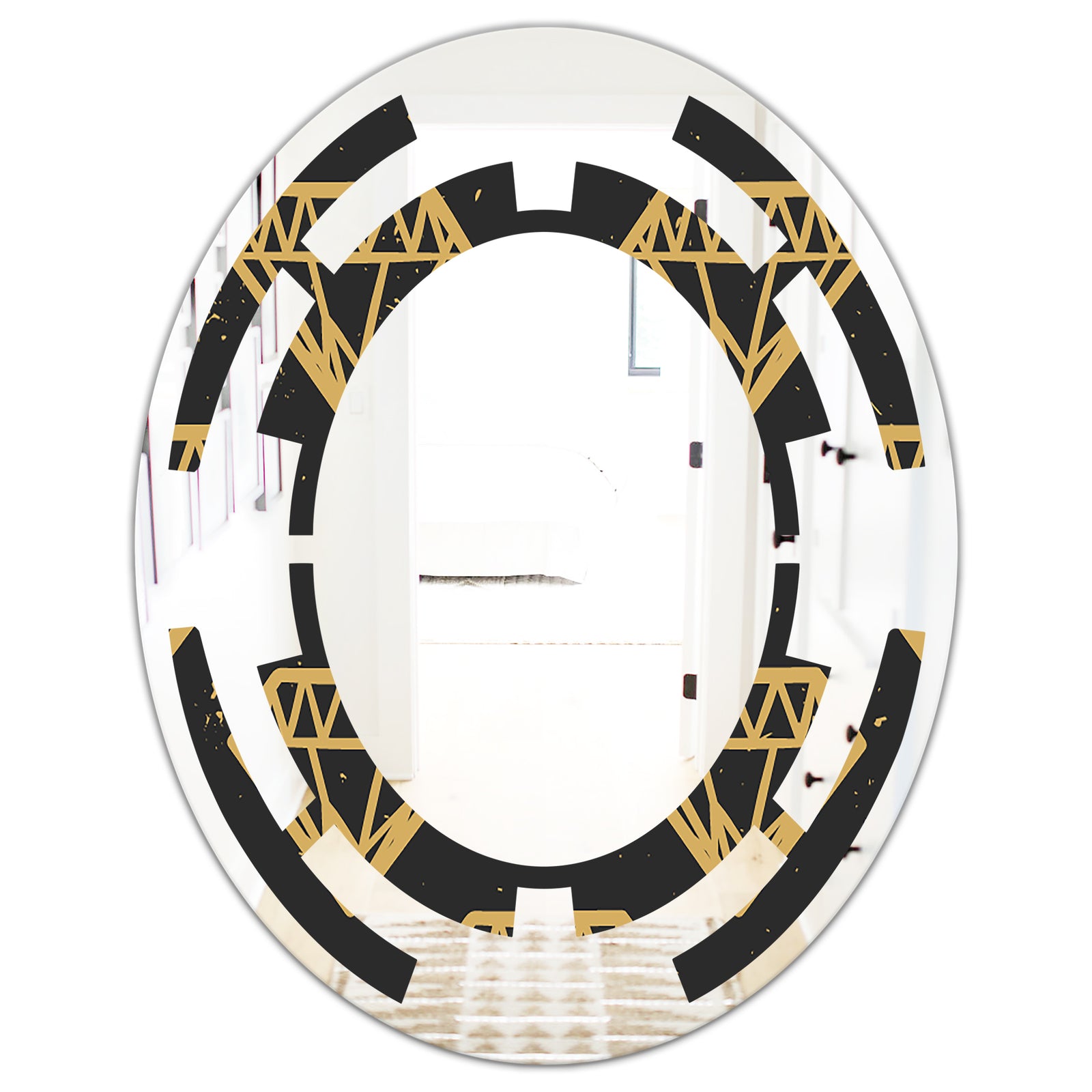 Vintage Golden Diamonds - Modern Round or Oval Wall Mirror - Space