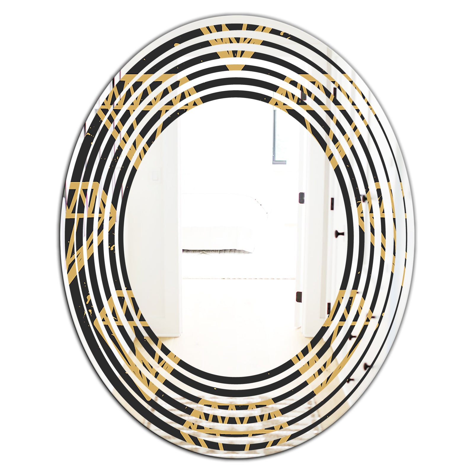 Vintage Golden Diamonds - Modern Round or Oval Wall Mirror - Wave