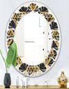 Vintage Golden Diamonds - Modern Round or Oval Wall Mirror - Leaves