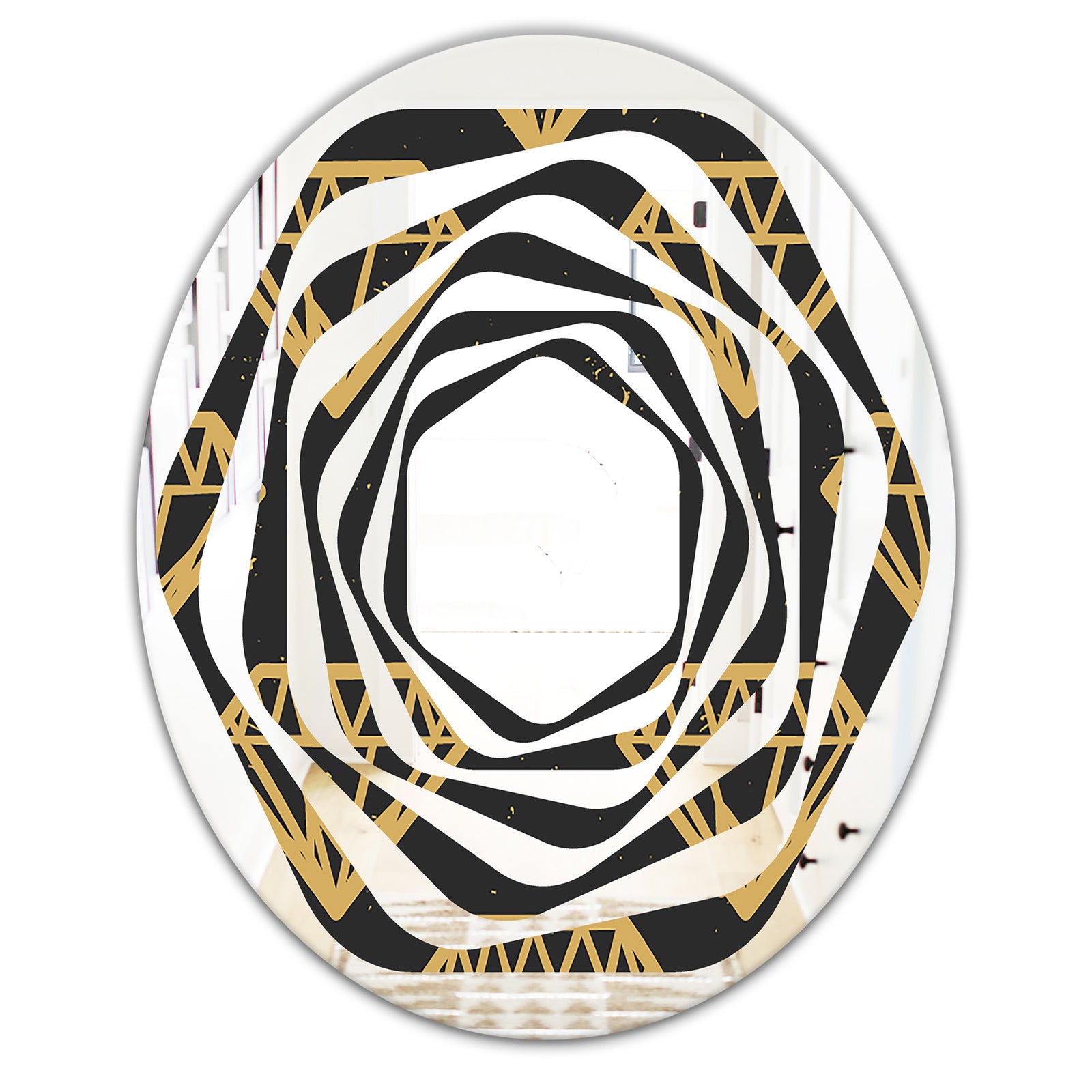 Vintage Golden Diamonds - Modern Round or Oval Wall Mirror - Whirl