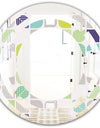 geometric pattern with leaves - Modern Round or Oval Wall Mirror - Space