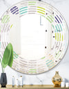 geometric pattern with leaves - Modern Round or Oval Wall Mirror - Wave