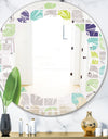 geometric pattern with leaves - Modern Round or Oval Wall Mirror - Leaves