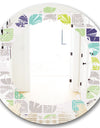 geometric pattern with leaves - Modern Round or Oval Wall Mirror - Leaves