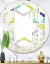 geometric pattern with leaves - Modern Round or Oval Wall Mirror - Hexagon Star