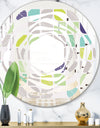 geometric pattern with leaves - Modern Round or Oval Wall Mirror - Whirl
