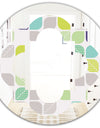 geometric pattern with leaves - Modern Round or Oval Wall Mirror - Quatrefoil