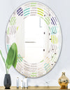 geometric pattern with leaves - Modern Round or Oval Wall Mirror - Wave